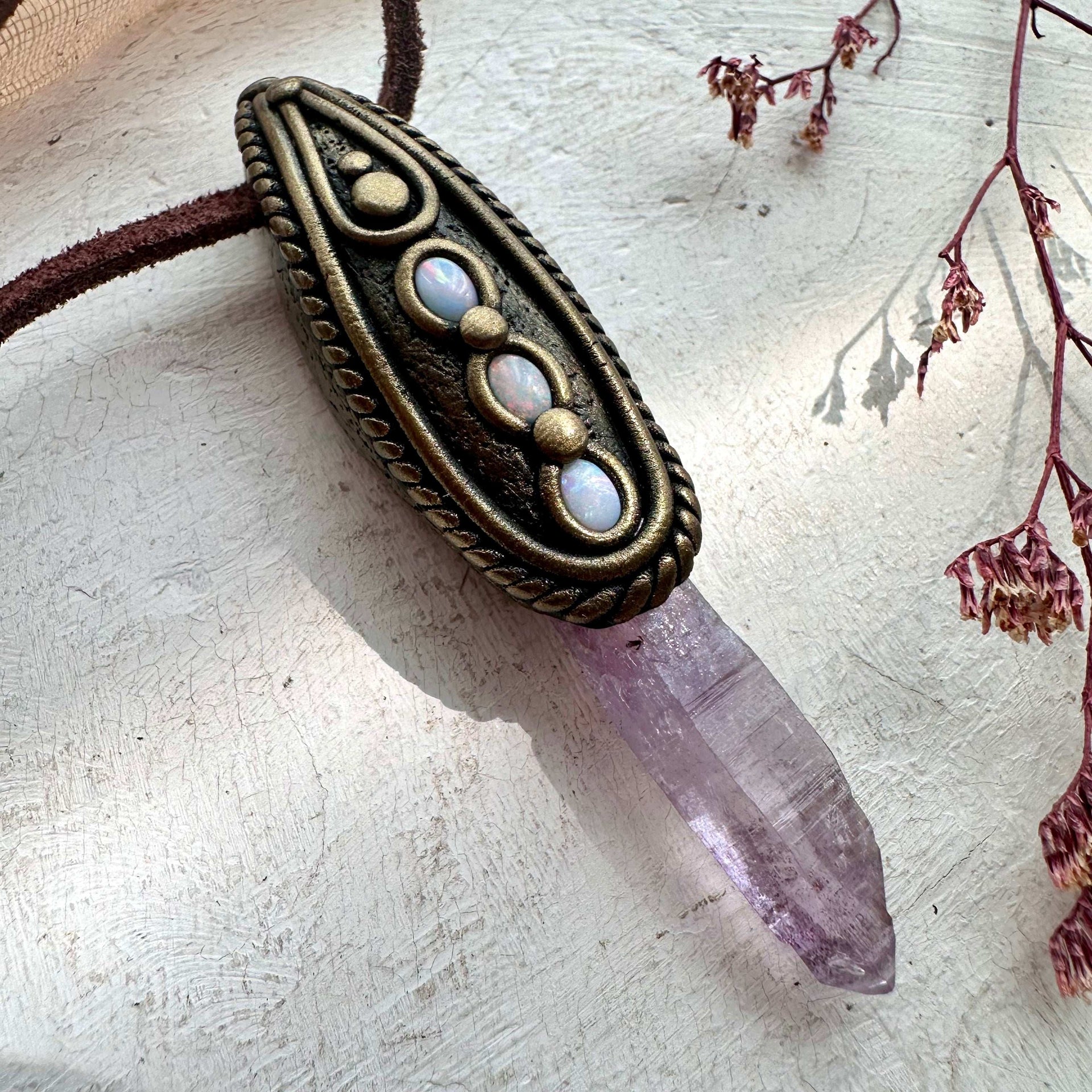 Vera Cruz Amethyst and Australian Opal Necklace - FairyGardenGlow