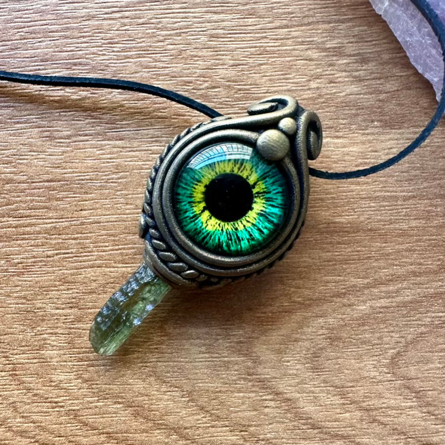 Moldavite Eye Necklace - FairyGardenGlow