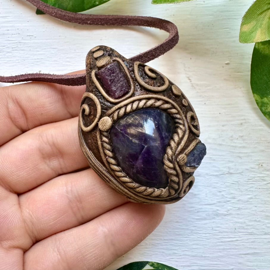 Amethyst Ruby and Tanzanite Necklace - FairyGardenGlow