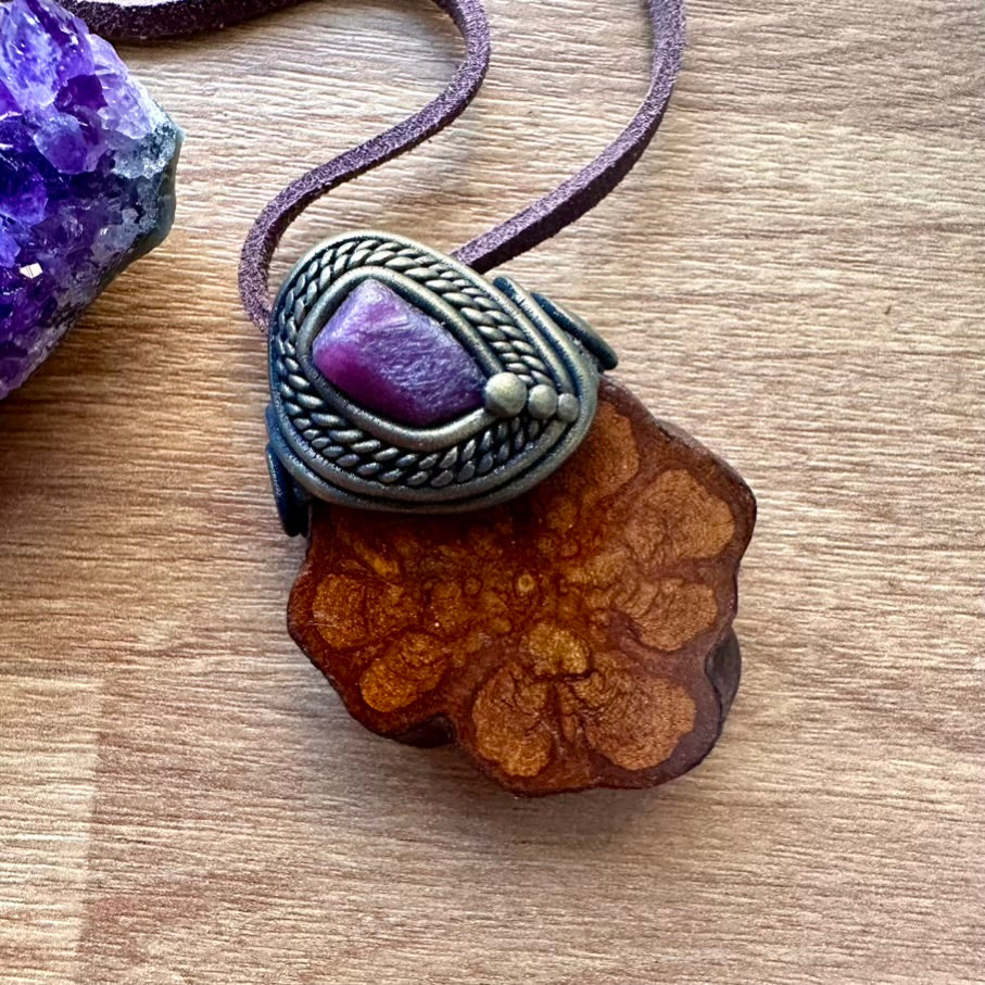 Ayahuasca Vine Necklace, Raw Ruby Pendant Necklace - FairyGardenGlow