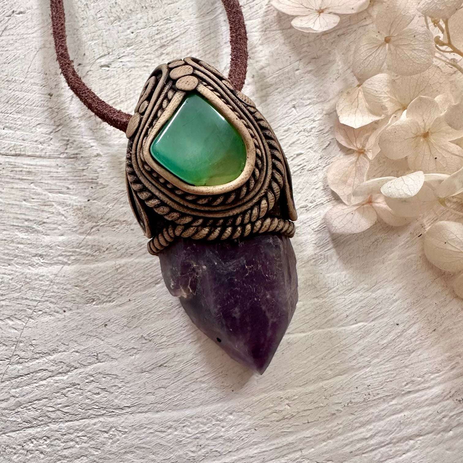 Amethyst and Chrysoprase Necklace - FairyGardenGlow