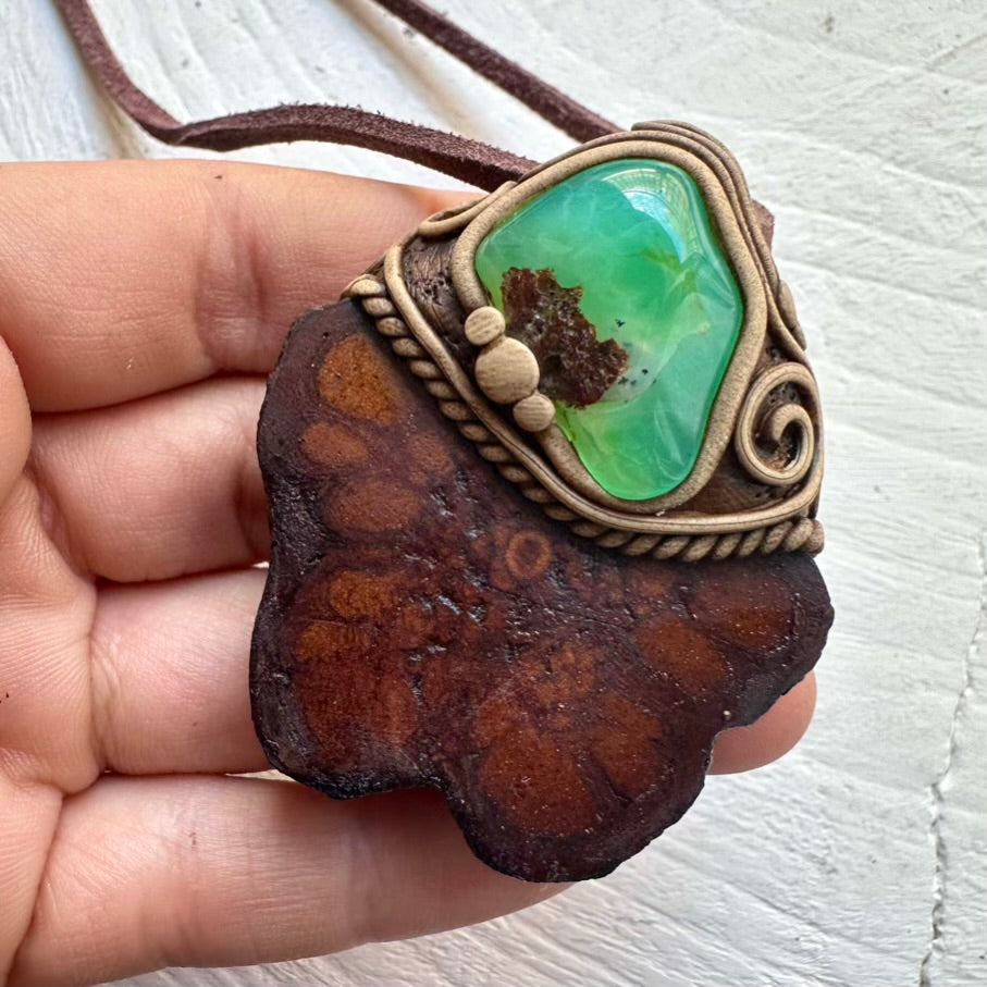 Ayahuasca Vine and Chrysoprase Necklace - FairyGardenGlow