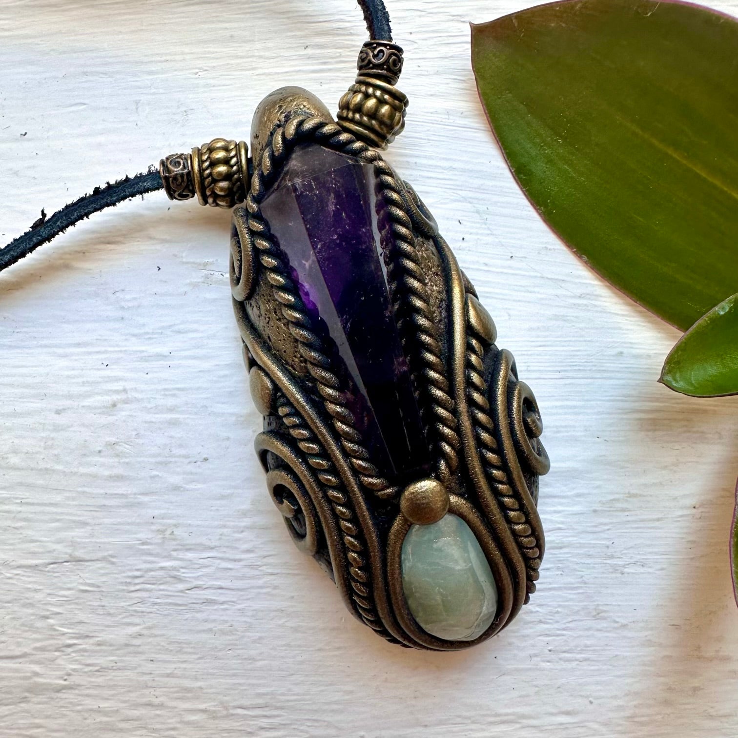 Amethyst and Aquamarine Necklace - FairyGardenGlow