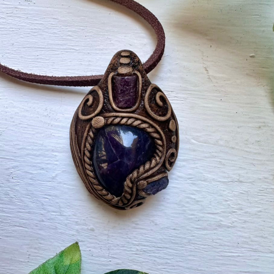 Amethyst Ruby and Tanzanite Necklace - FairyGardenGlow