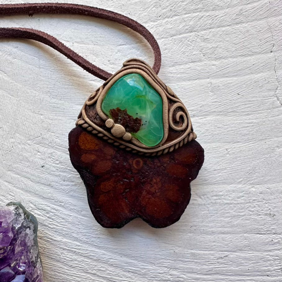 Ayahuasca Vine and Chrysoprase Necklace - FairyGardenGlow