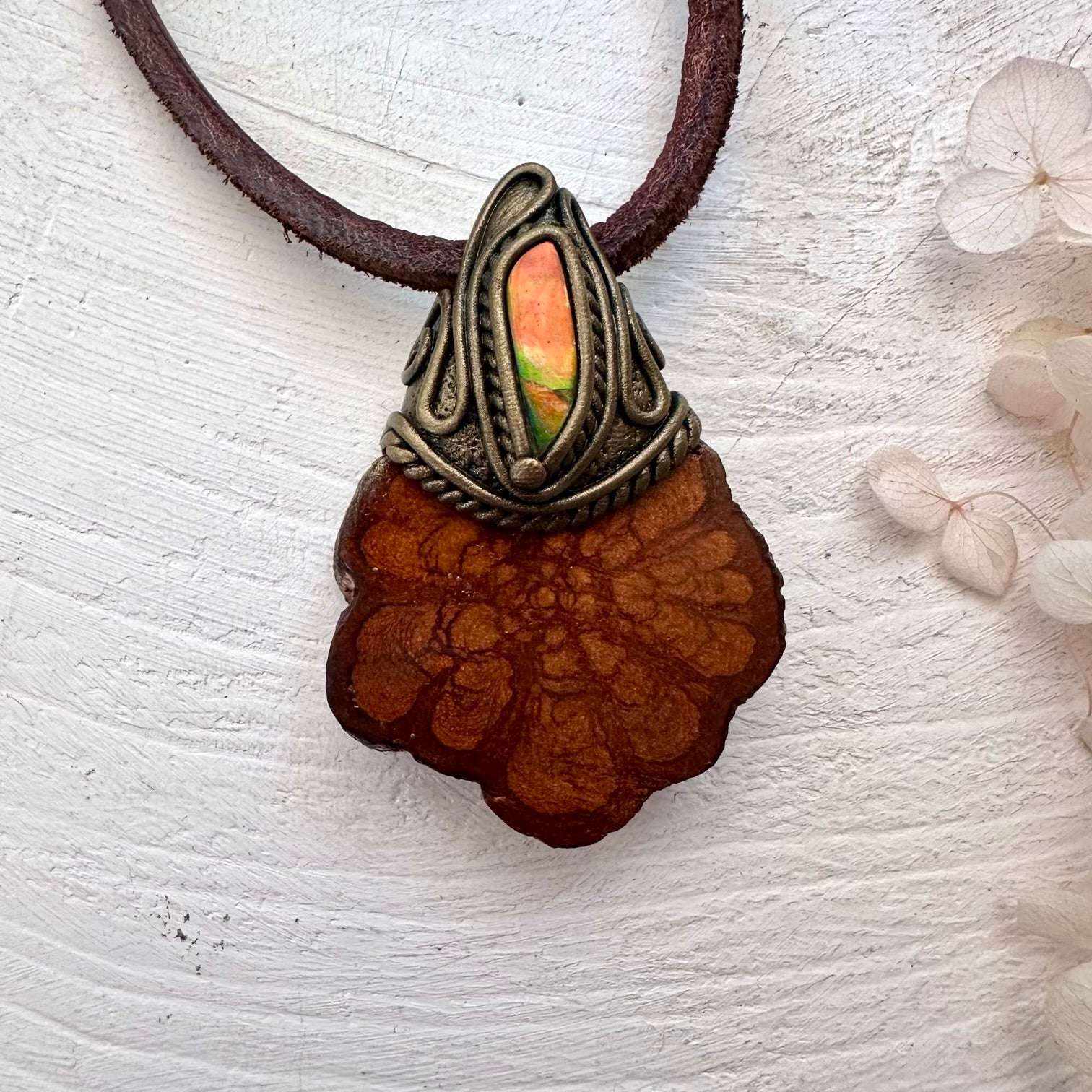 Ayahuasca and Ammolite Necklace - FairyGardenGlow