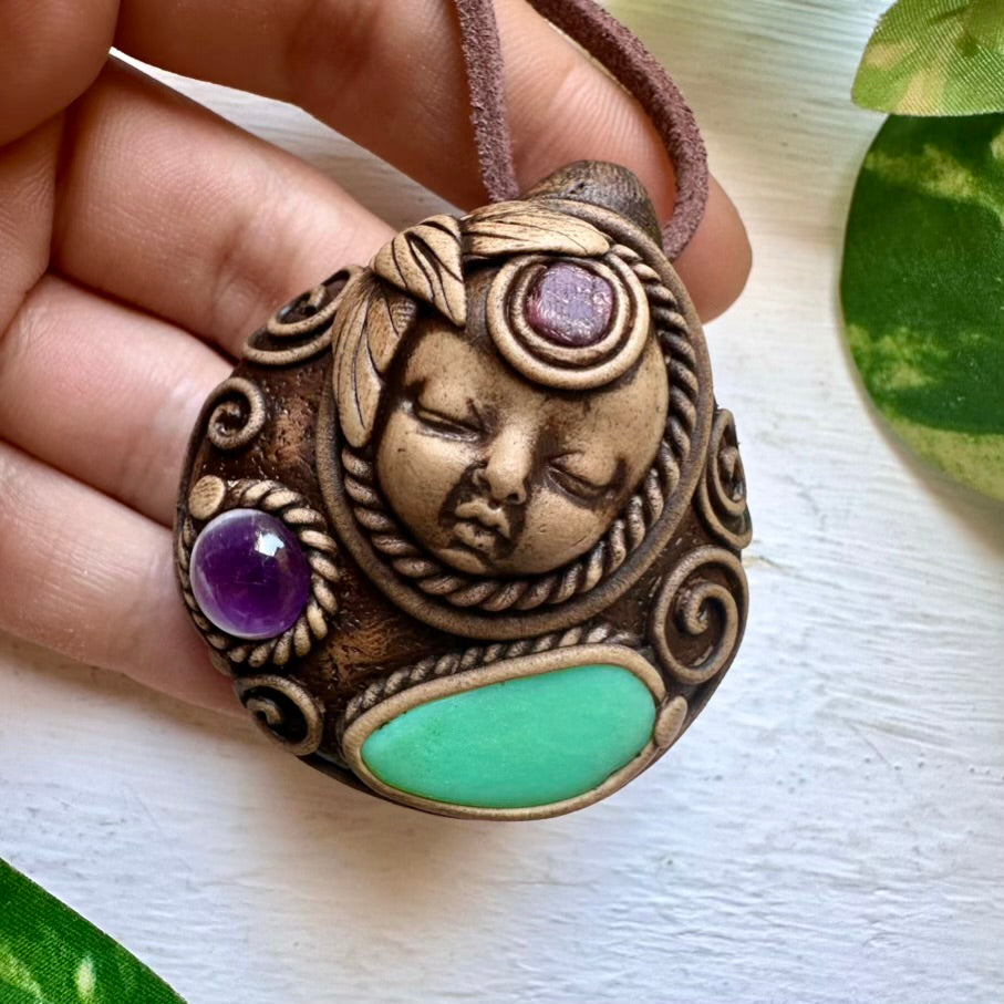 Chrysoprase Amethyst and Ruby Goddess Necklace - FairyGardenGlow