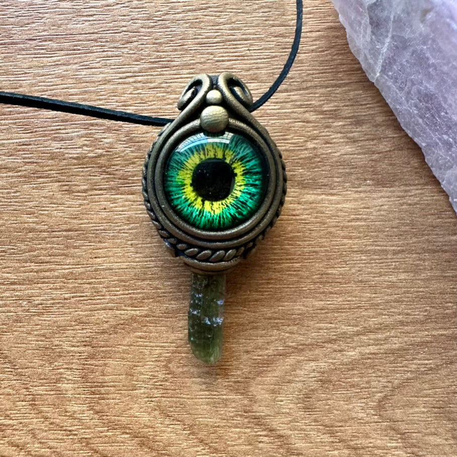 Moldavite Eye Necklace - FairyGardenGlow