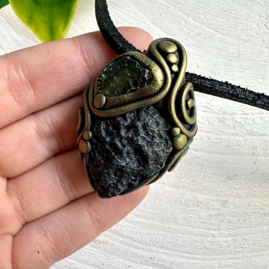 Unique Handmade Moldavite and Tektite Necklace – Spiritual Jewelry for Energy Transformation