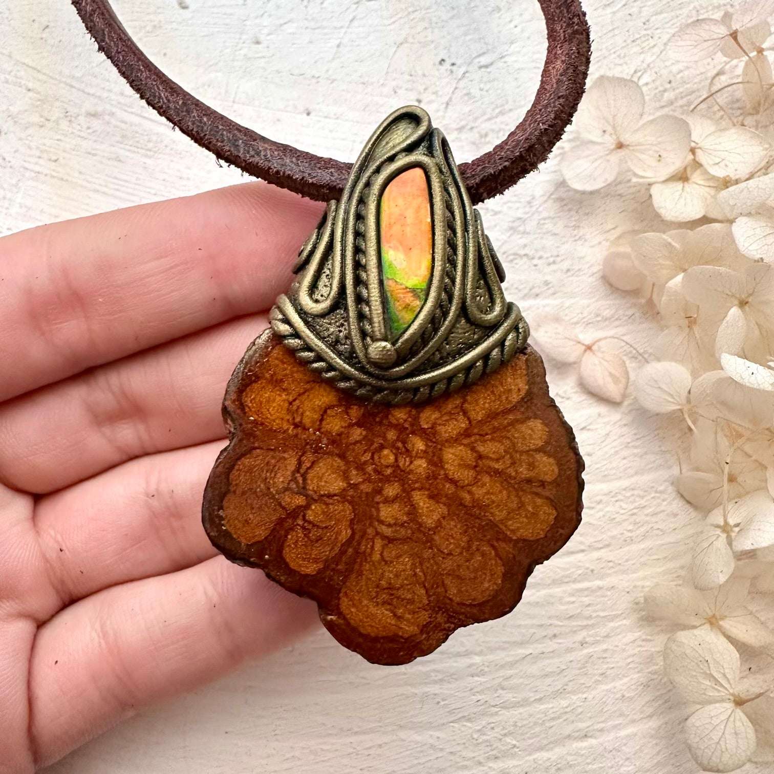 Ayahuasca and Ammolite Necklace - FairyGardenGlow