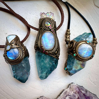 Aqua Aura Quartz Wanns/ Pendants