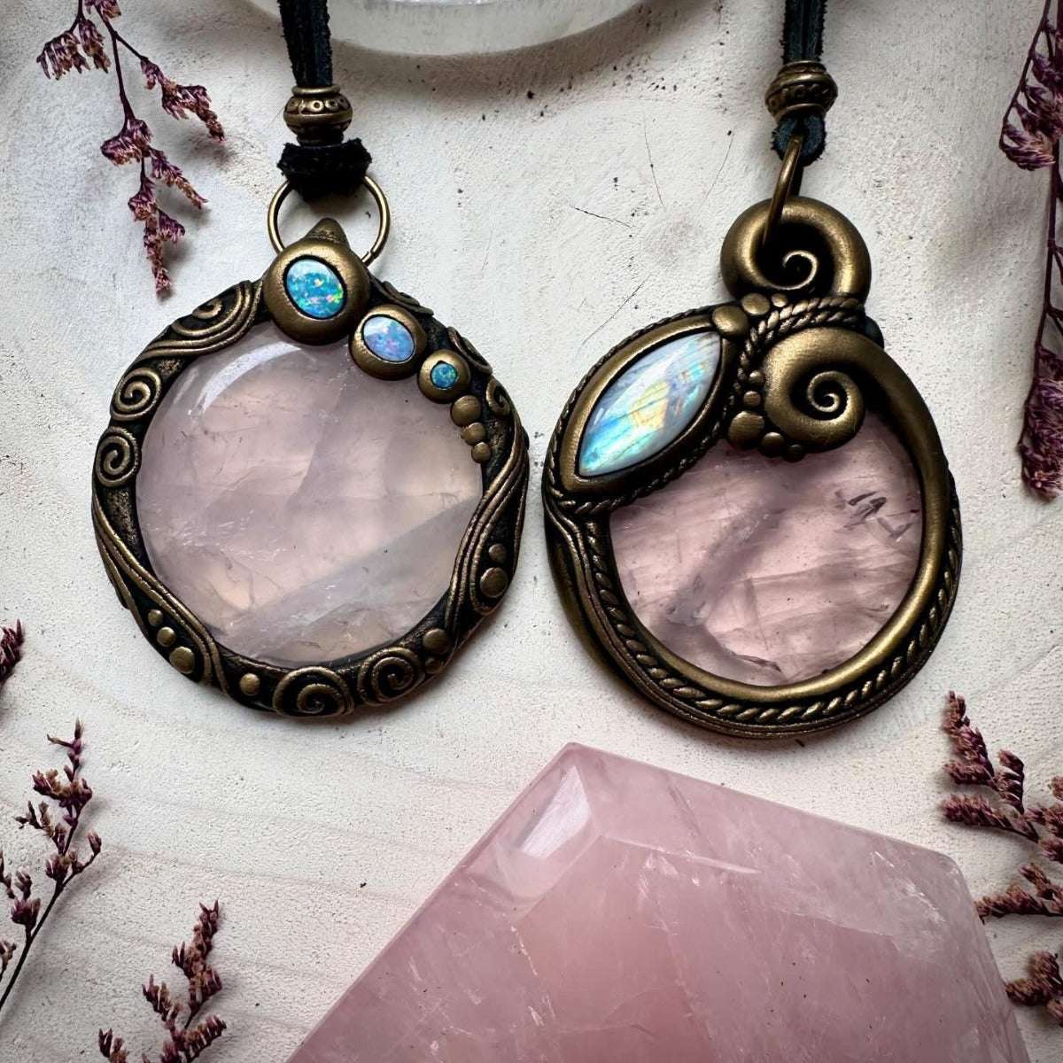 Rose Quartz Necklaces by FairyGardenGlow