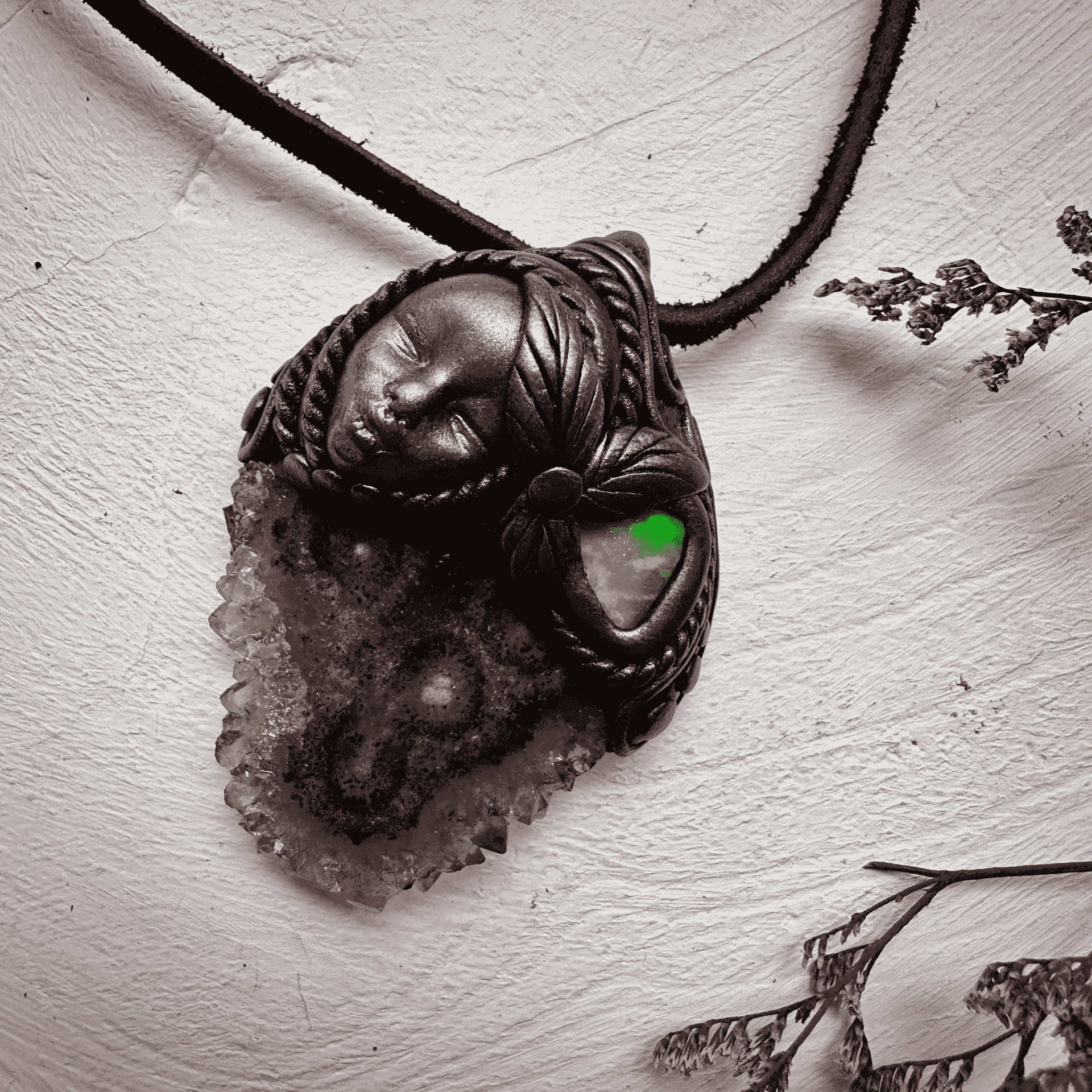 Amethyst Stalactite and Raw Ethiopian Opal Goddess Necklace - FairyGardenGlow