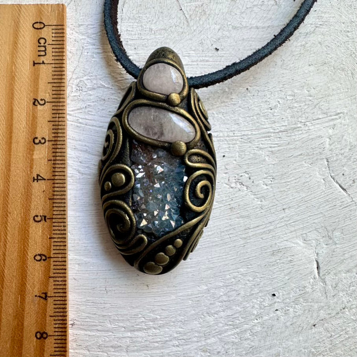 Handcrafted Morganite and Aqua Aura Quartz Necklace – Spiritual Jewelry for Inner Peace