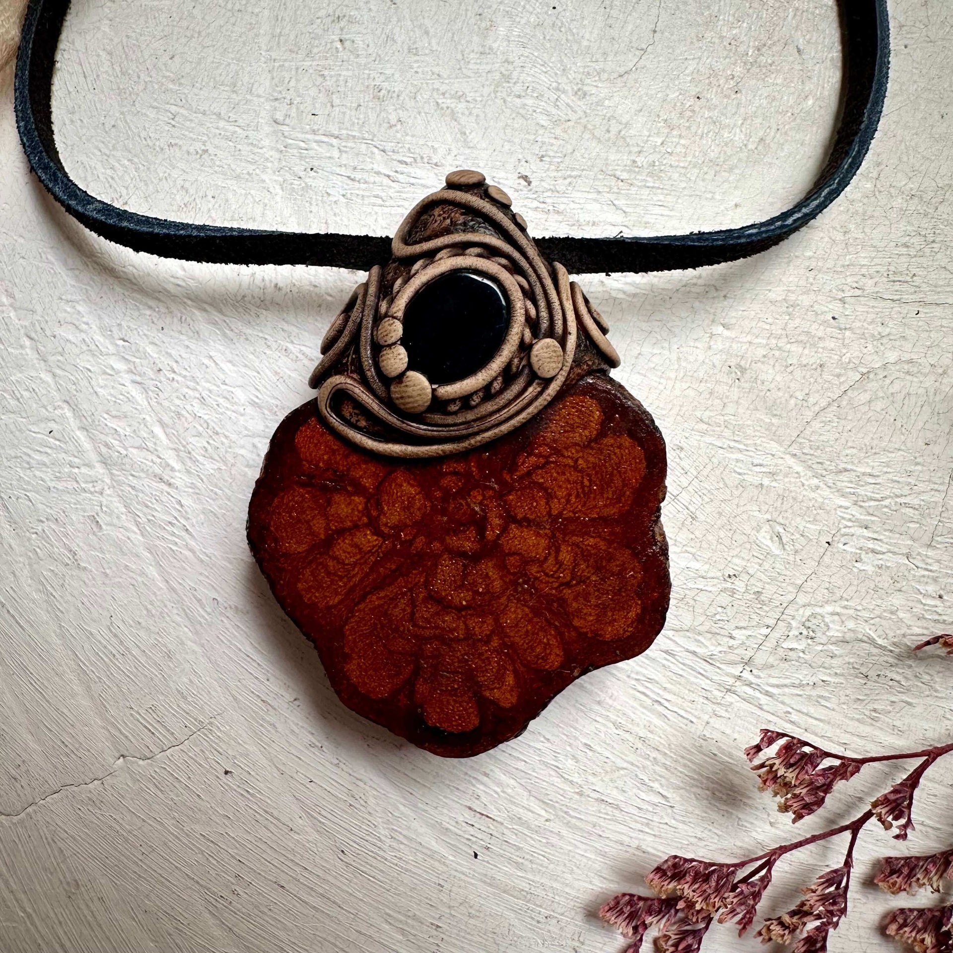 Ayahuasca and Black Onyx Necklace - FairyGardenGlow