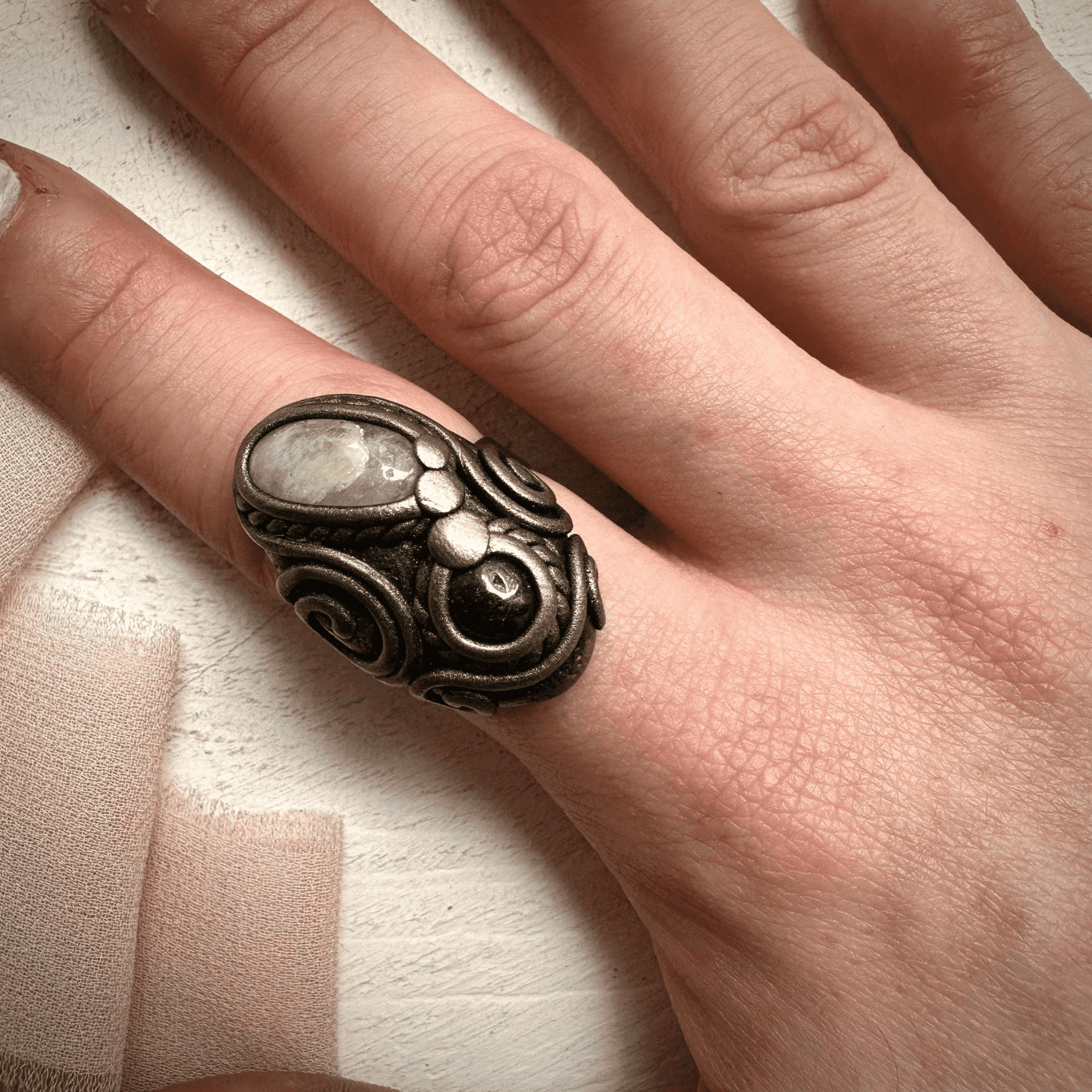 Red Garnet and Morganite Ring - FairyGardenGlow