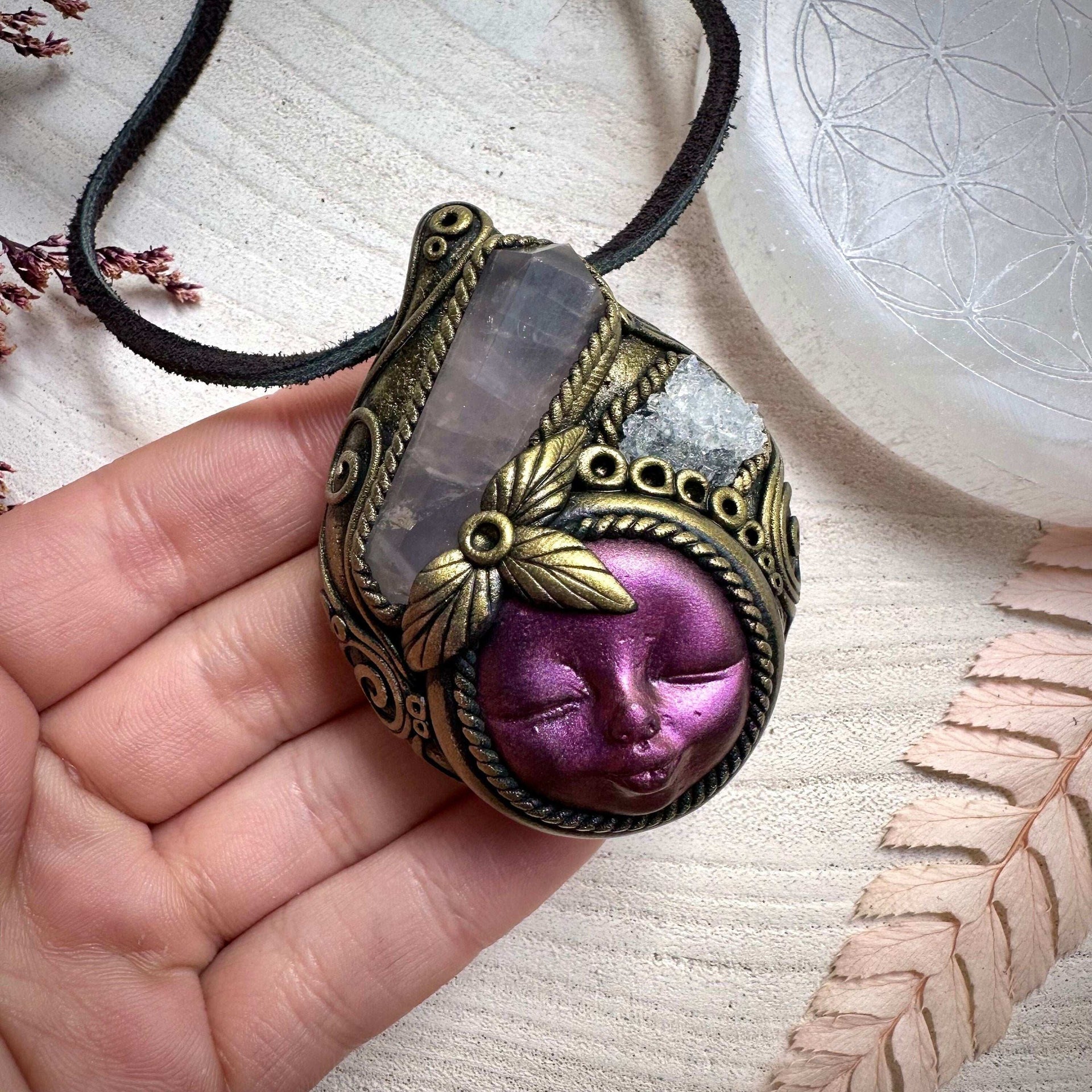 Rose Quartz and Apophyllite Goddess Necklace - FairyGardenGlow