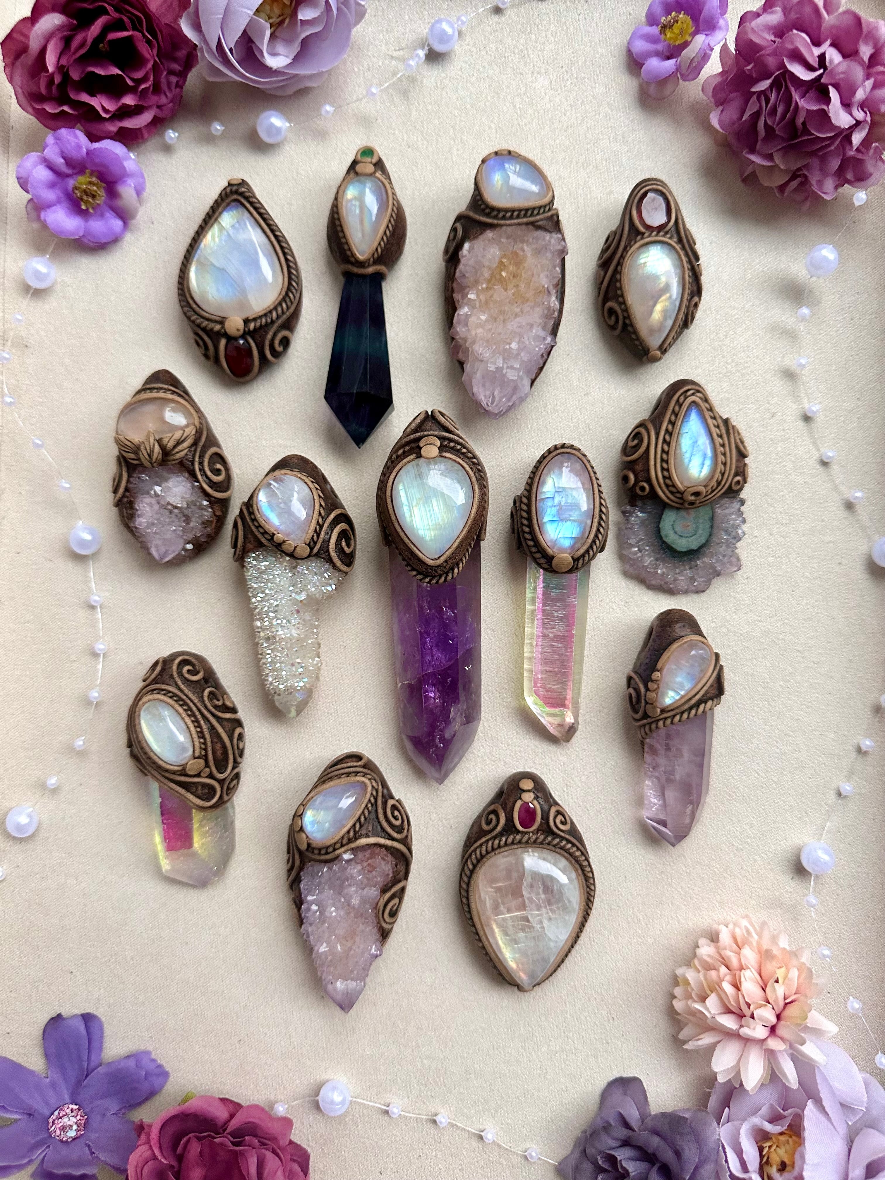 Handmade Rainbow moonstone necklaces for intuition, protection and spiritual awakening