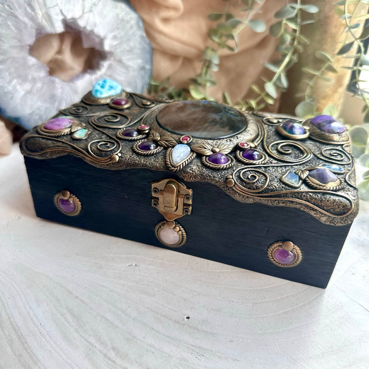 Handmade talisman decor box with rare spiritual crystals