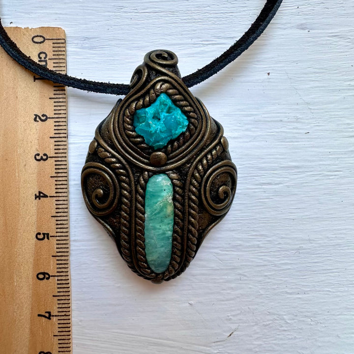 Chrysoprase and Raw Chrysocolla Necklace - FairyGardenGlow