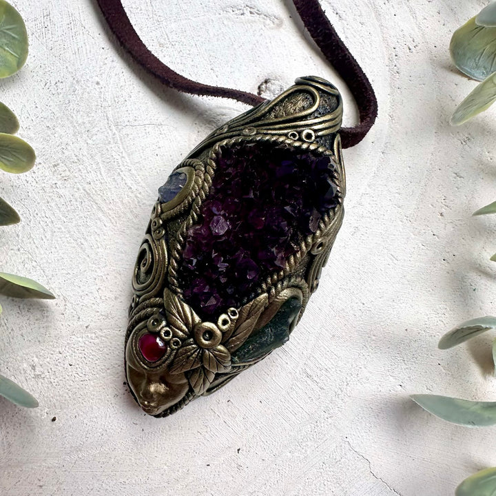 Handmade goddess pendant necklace with transformation crystals
