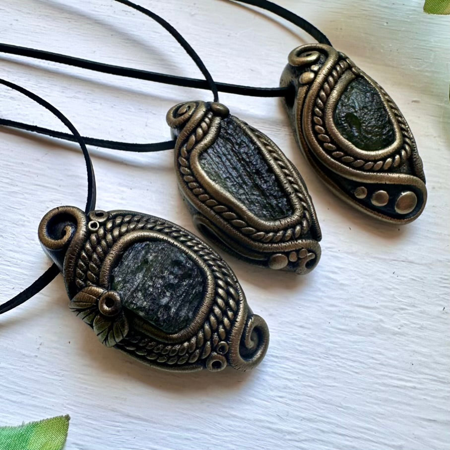 Moldavite Handmade Pendant Necklace - FairyGardenGlow