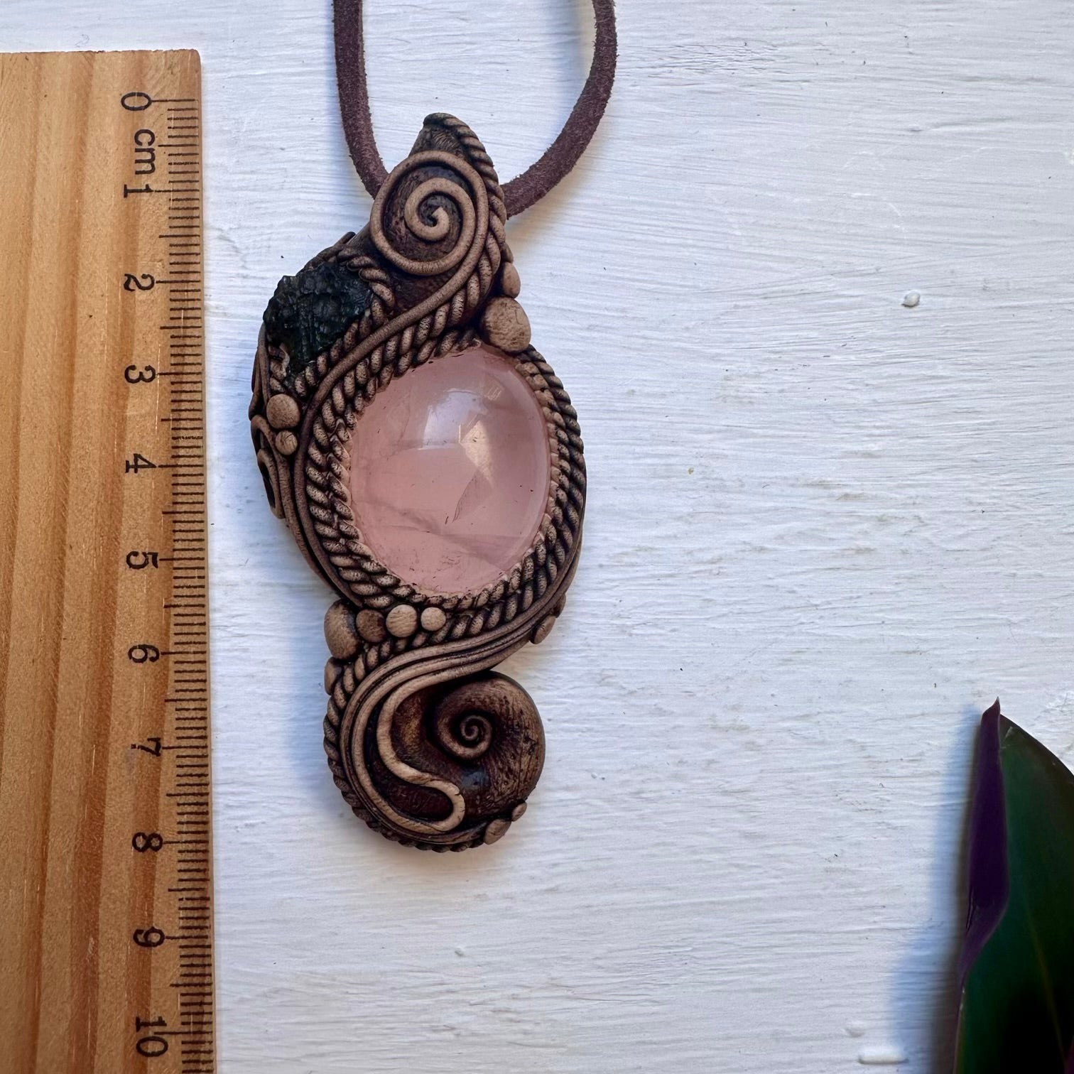Rose Quartz and Moldavite Pendant Necklace - FairyGardenGlow