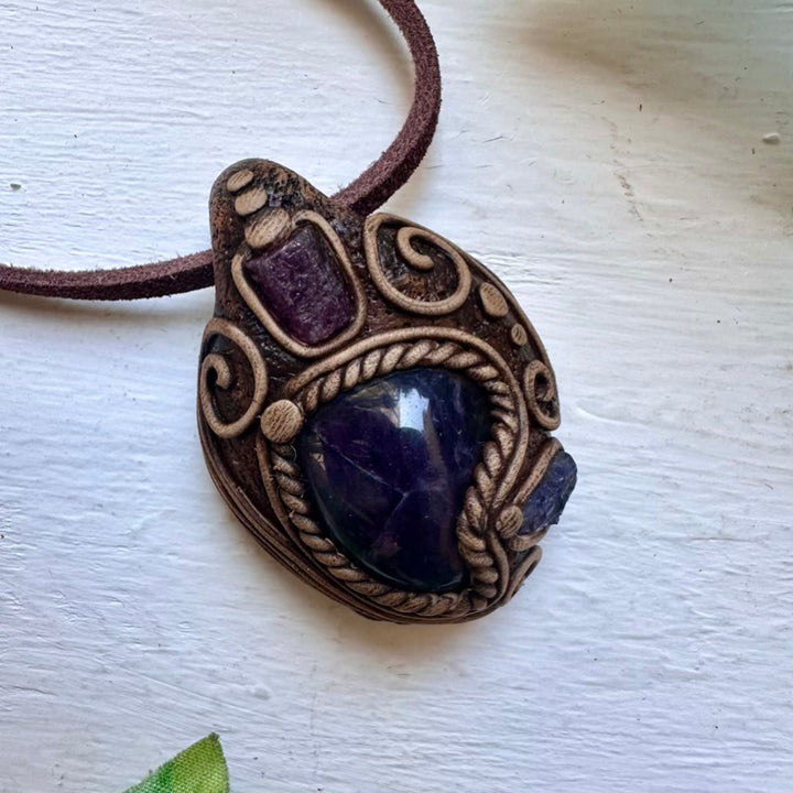 Amethyst Ruby and Tanzanite Necklace - FairyGardenGlow
