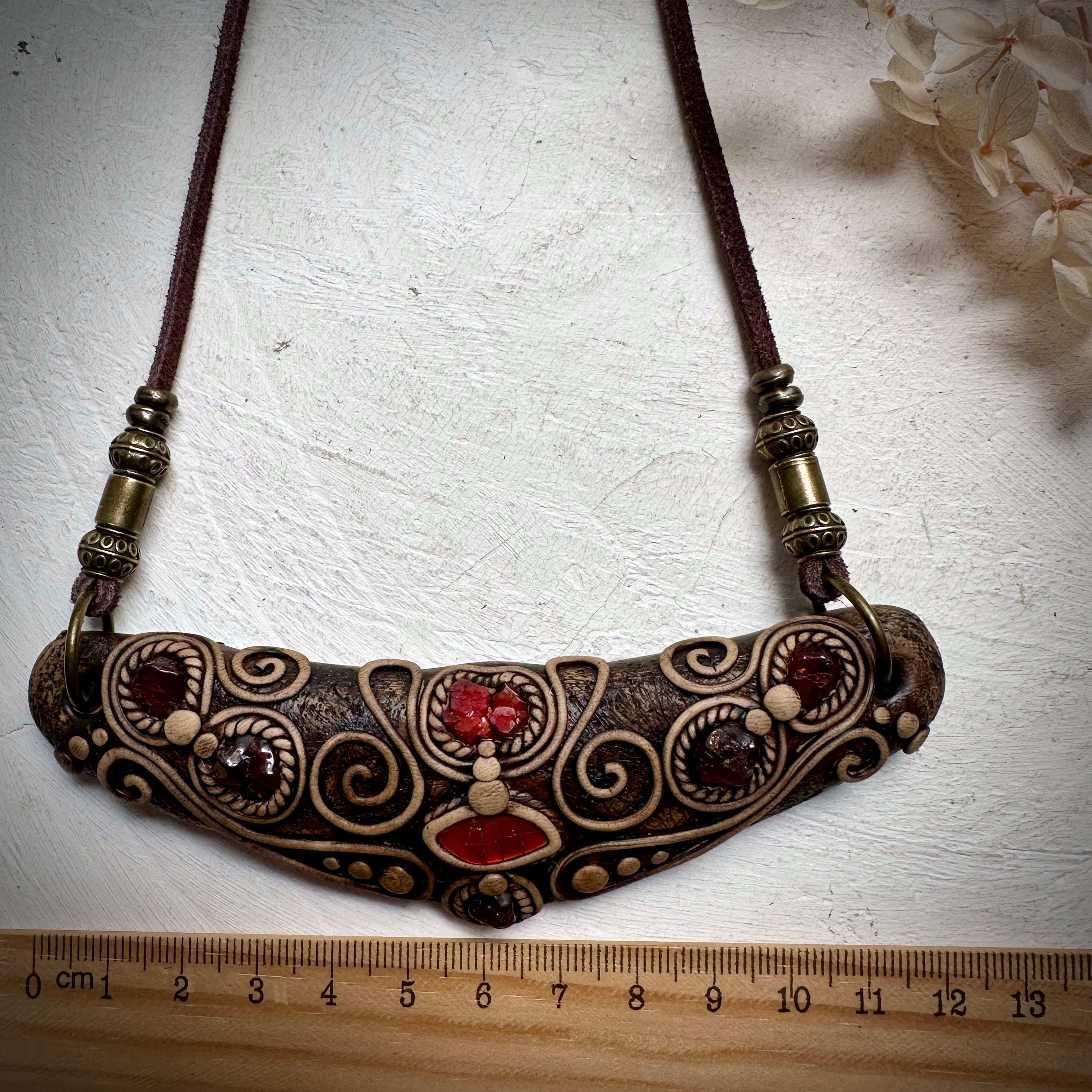 Ammolite Vanadinite and Hessonite Garnet Statement Necklace - FairyGardenGlow