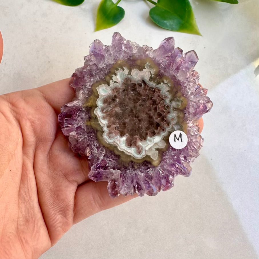 Amethyst Stalactite Slice, Large Amethyst Crystal, Natural Amethyst Stone FairyGardenGlow