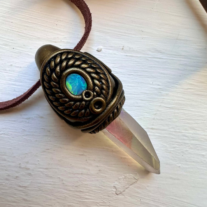 Angel Aura Quartz and Australian Opal Necklace - FairyGardenGlow