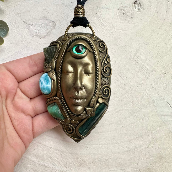 Handmade talisman goddess necklace for intuition and transformation