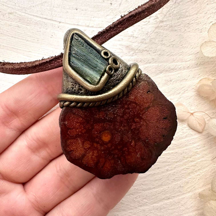 Ayahuasca Necklace, Moldavite Pendant - FairyGardenGlow