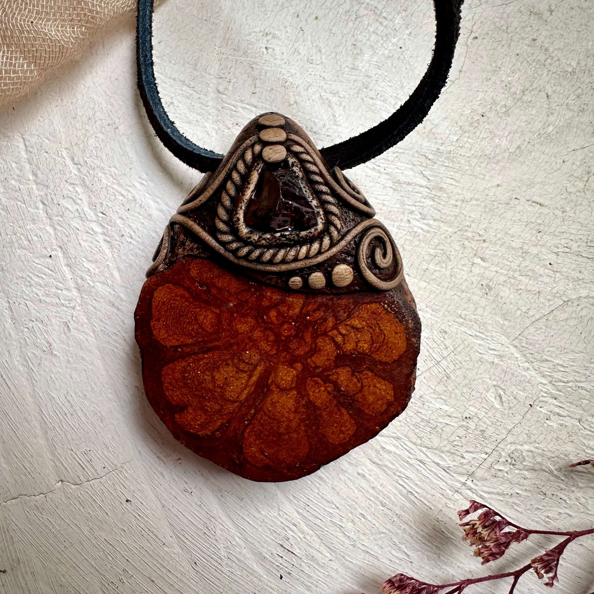 Ayahuasca and Red Garnet Pendant Necklace
