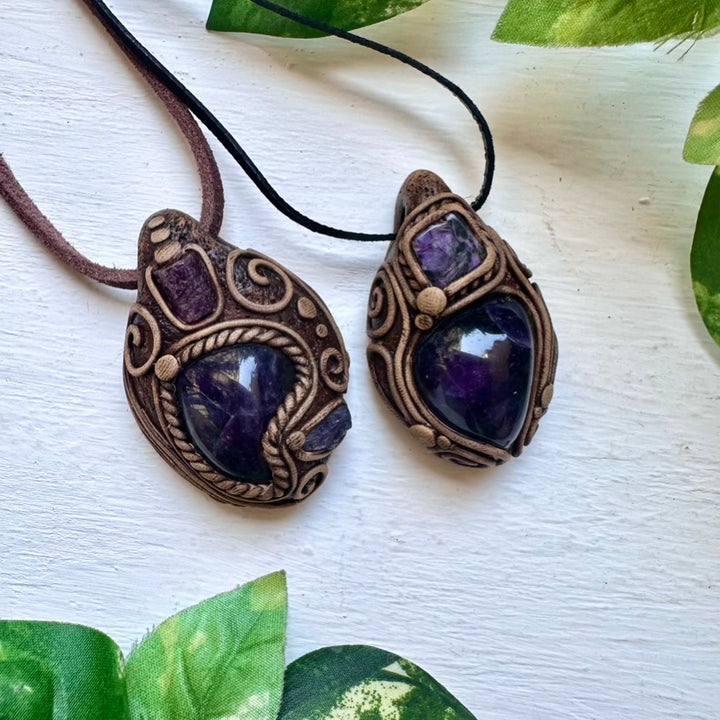 Amethyst Ruby and Tanzanite Necklace - FairyGardenGlow