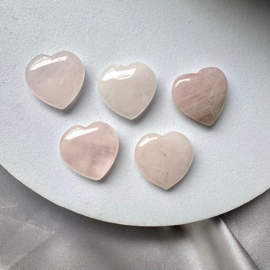 Rose Quartz Heart 20 mm / 5 pieces set - FairyGardenGlow