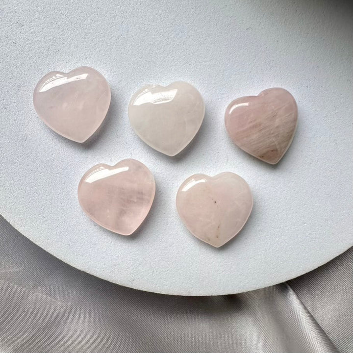 Rose Quartz Heart 20 mm / 5 pieces set - FairyGardenGlow