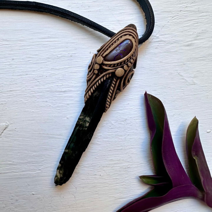 Vivianite and Boulder Opal Necklace - FairyGardenGlow