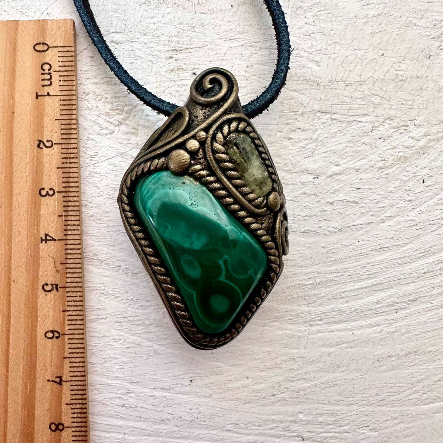 Malachite and Brazilianite Pendant Necklace - FairyGardenGlow