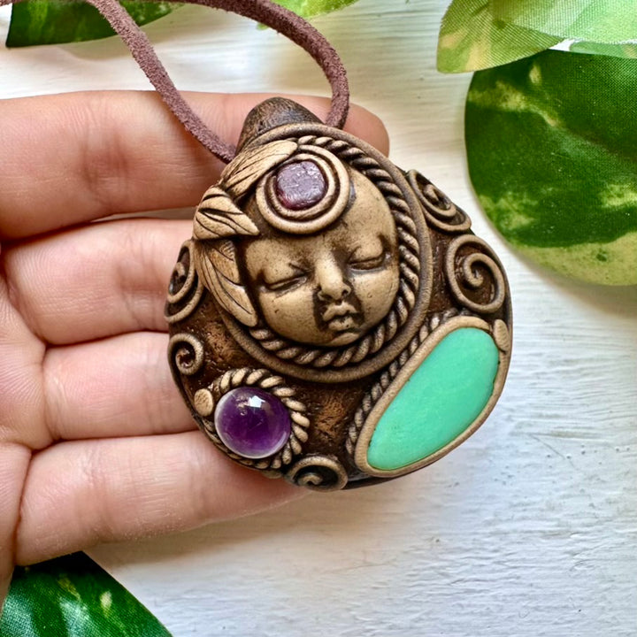 Chrysoprase Amethyst and Ruby Goddess Necklace - FairyGardenGlow
