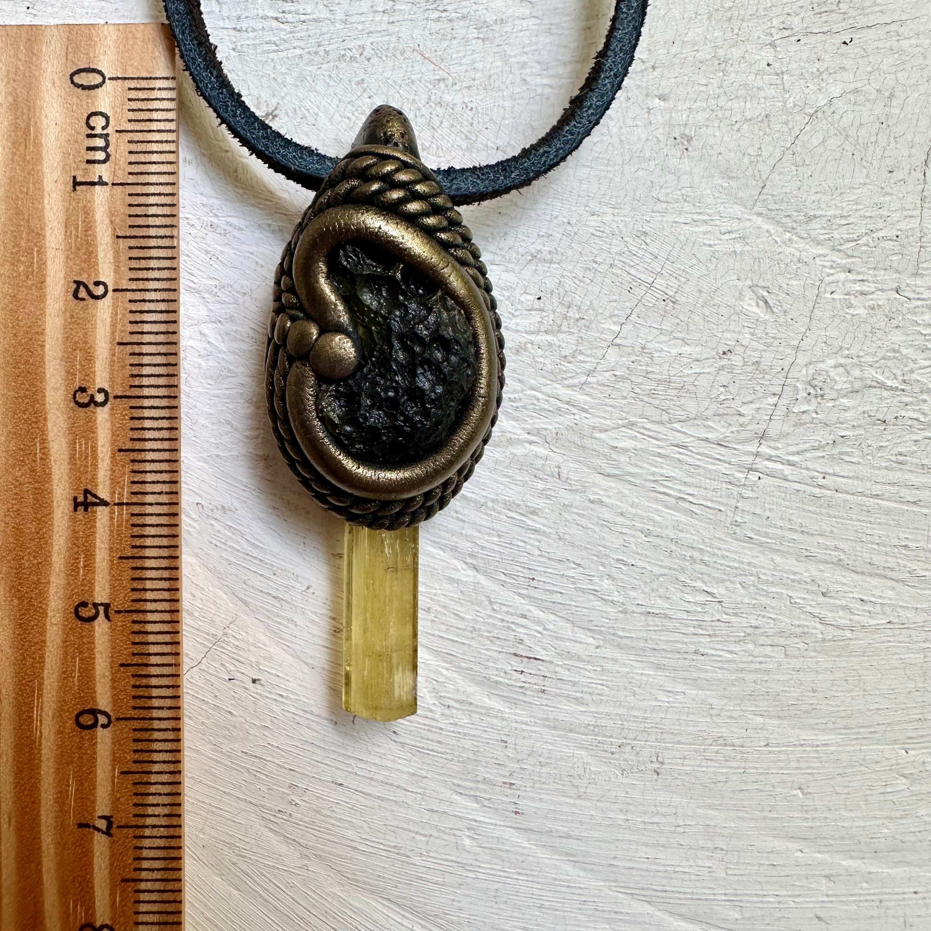 Heliodor and Moldavite Necklace - FairyGardenGlow