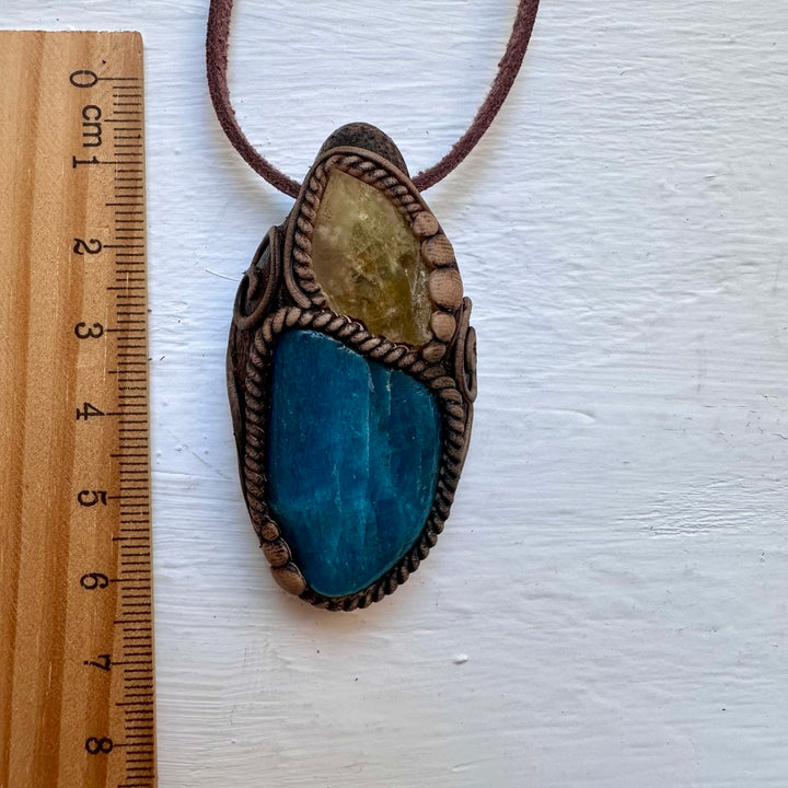Blue Apatite and Brazilianite Necklace - FairyGardenGlow