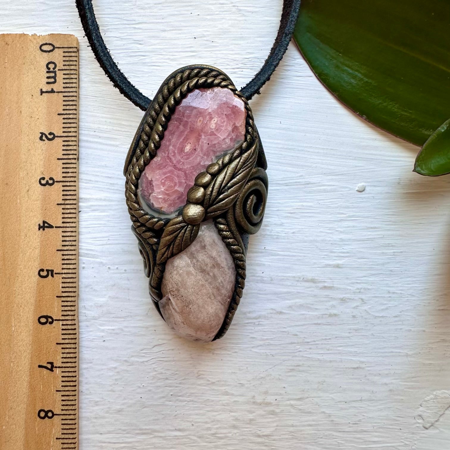Rhodochrosite Stalactite and Morganite Handmade Crystal Necklace - FairyGardenGlow