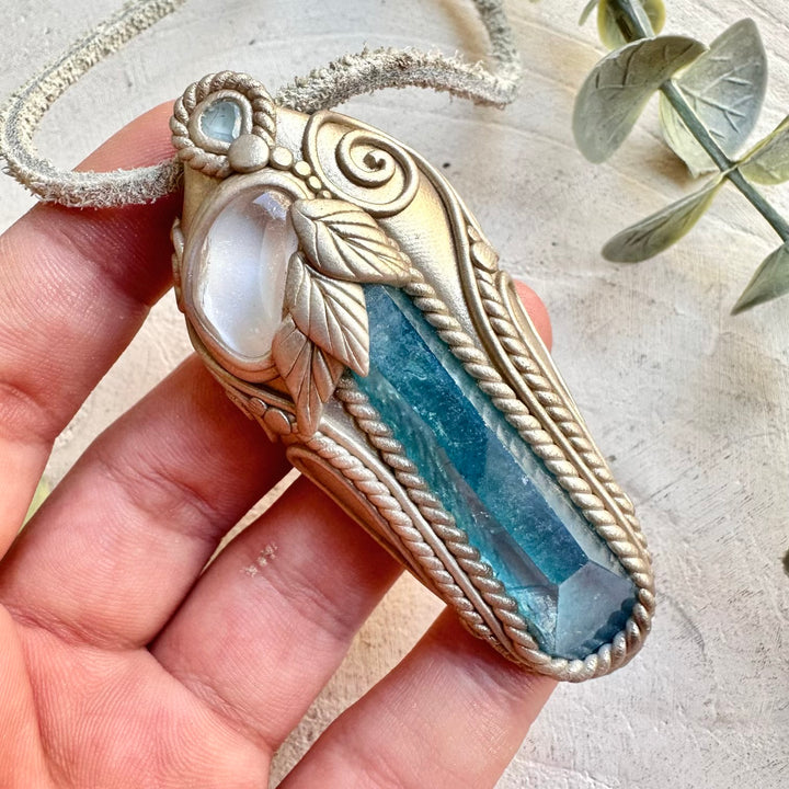 One of a kind crystal necklace handmade spiritual gemstone pendant