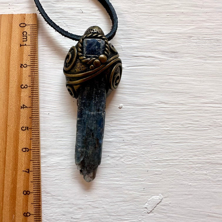 Blue Kyanite and Blue Sapphire Pendant Necklace - FairyGardenGlow