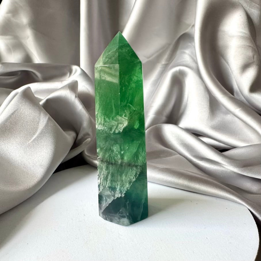Deep Green Fluorite Tower - Unique - FairyGardenGlow