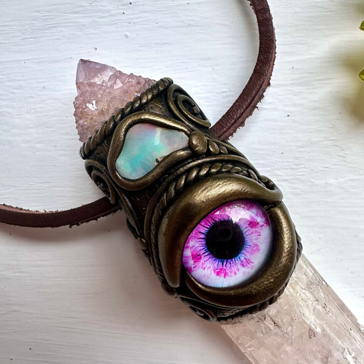 Danburite Spirit Quartz Raw Opal Eye Wand / Pendant - FairyGardenGlow