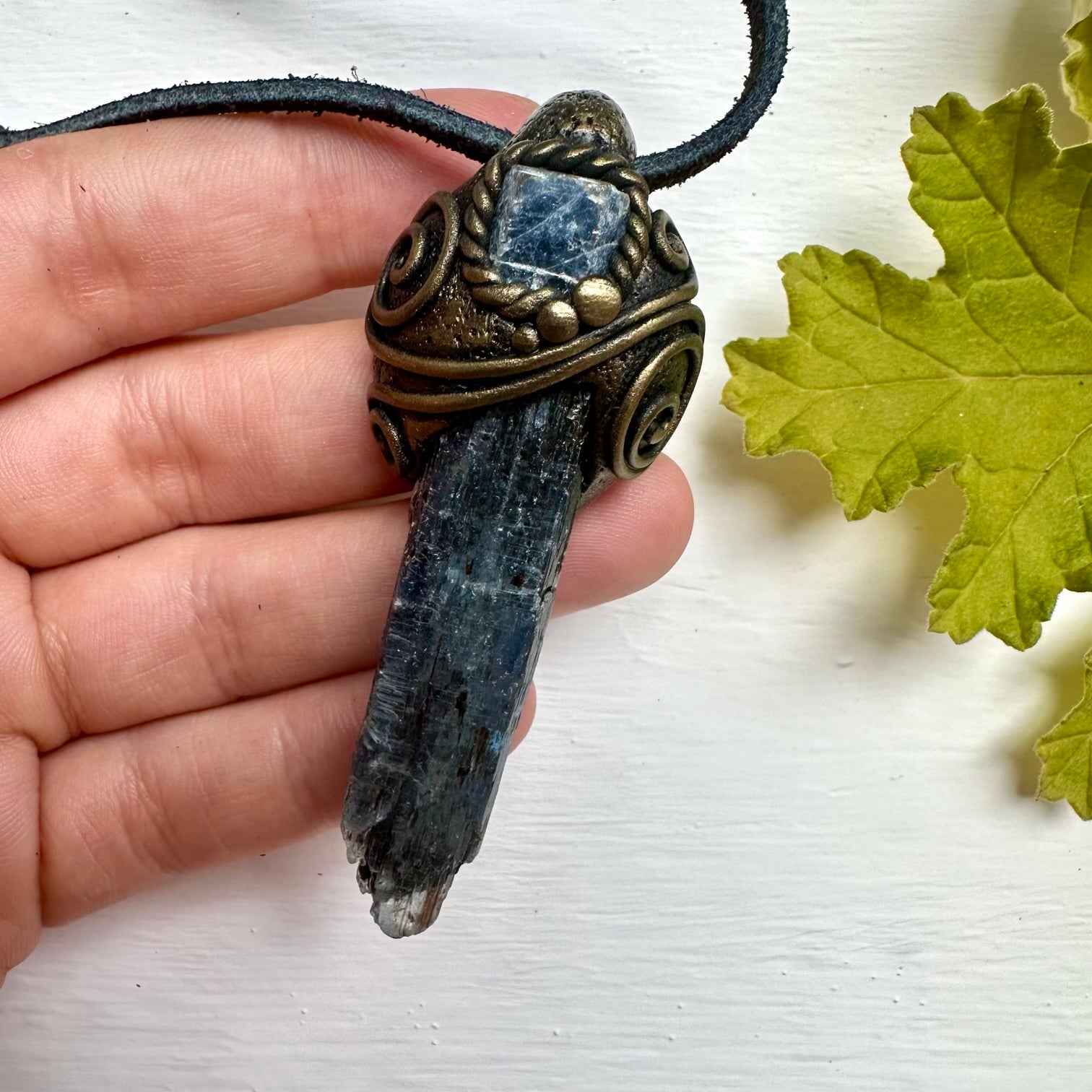 Blue Kyanite and Blue Sapphire Pendant Necklace - FairyGardenGlow