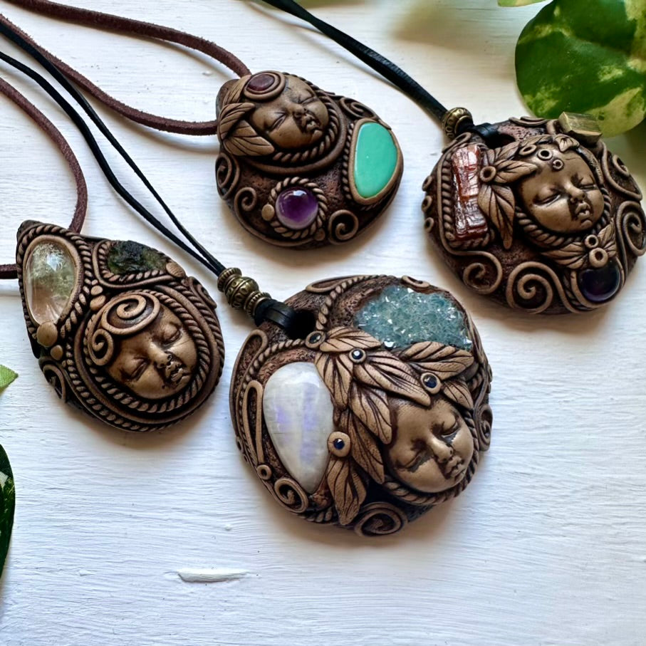 Chlorite Quartz and Moldavite Goddess Necklace - FairyGardenGlow