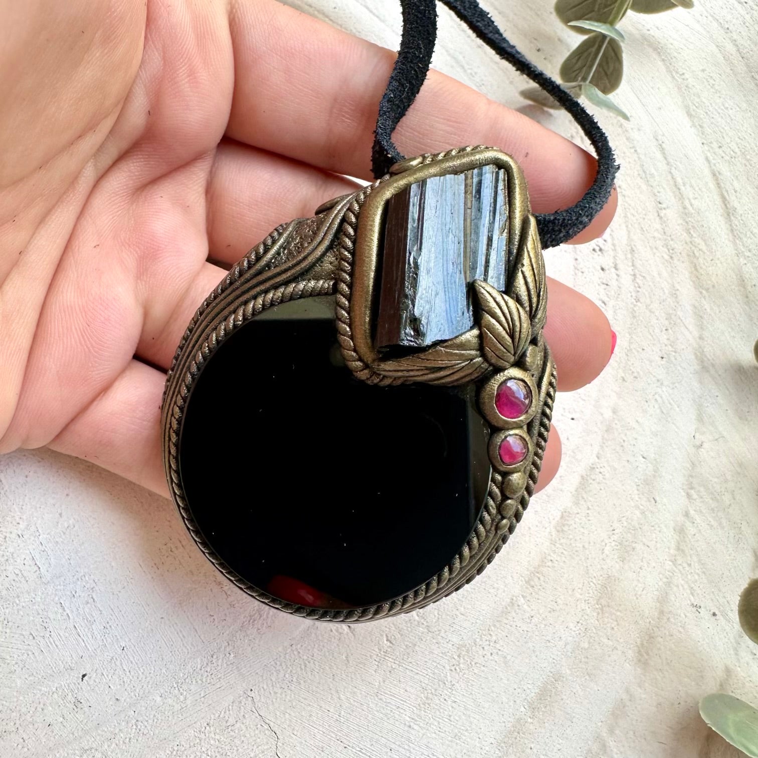 Crystal healing necklace for energetic shielding and balance